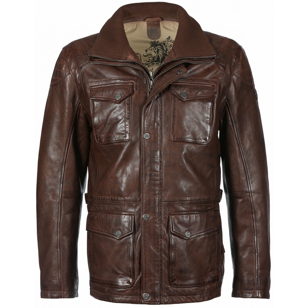 Geaca din Piele Naturala Barbati Gipsy Castanie Joey NSLV W - readytowear