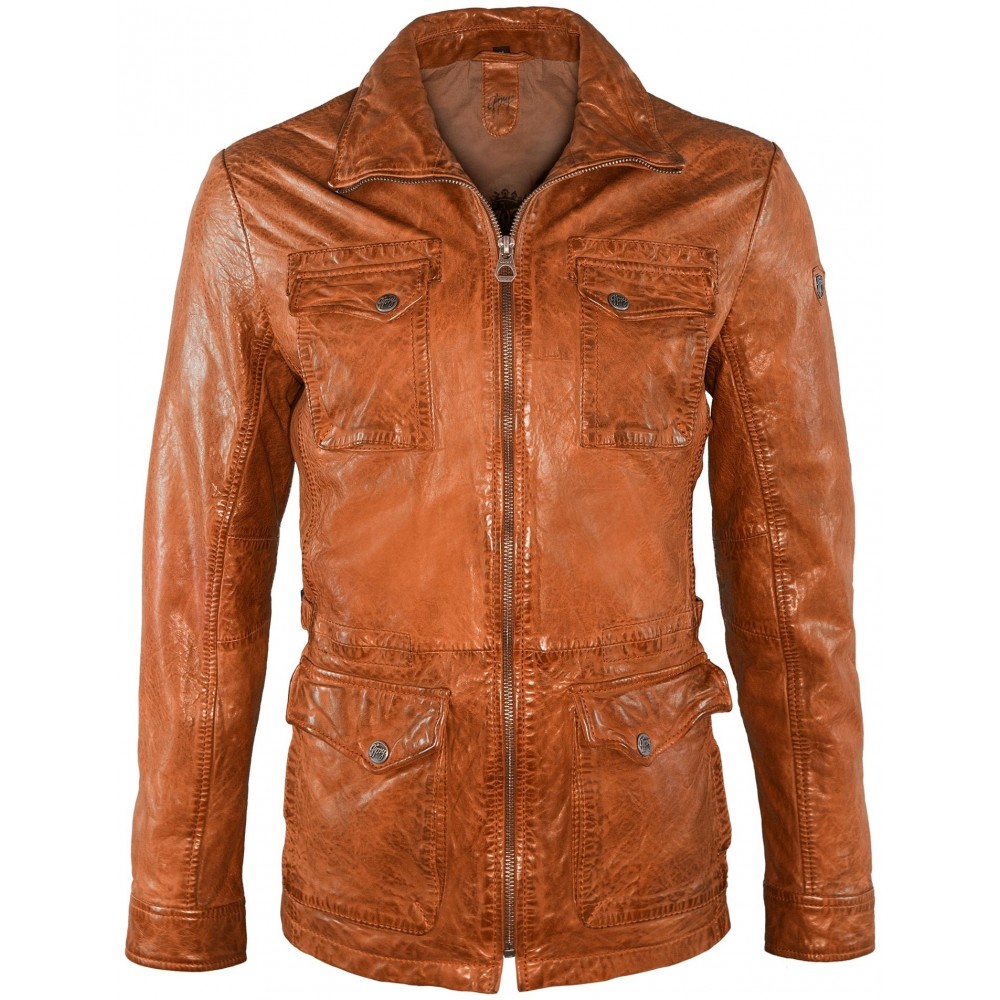 Męska oryginalna skórzana kurtka Gipsy Cognac Joke NSLVW - readytowear