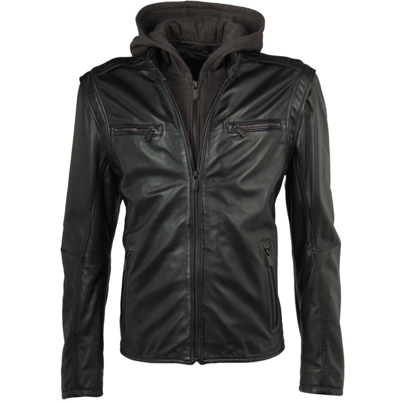 Geaca de Piele Naturala Barbati Gipsy Neagra Jonson LNSTV – IMBRACAMINTE