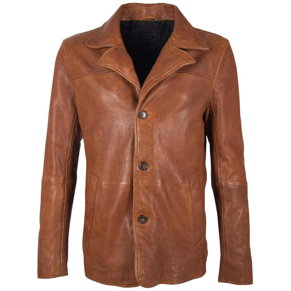 Geaca de Piele Naturala Barbati Gipsy Coniac Keel LAASV Geaca de Piele Naturala Barbati Gipsy Coniac Keel LAASV - readytowear