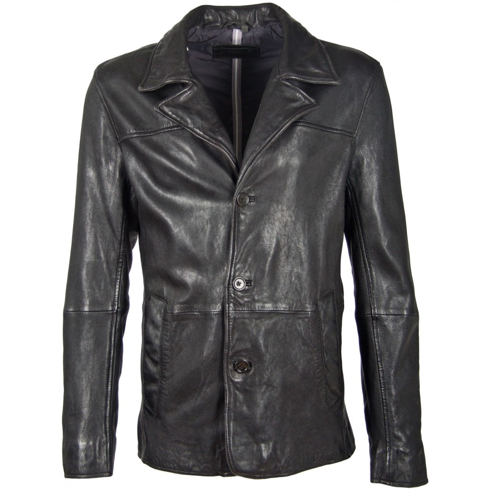 Geaca de Piele Naturala Barbati Gipsy Neagra Keel LAASV - readytowear
