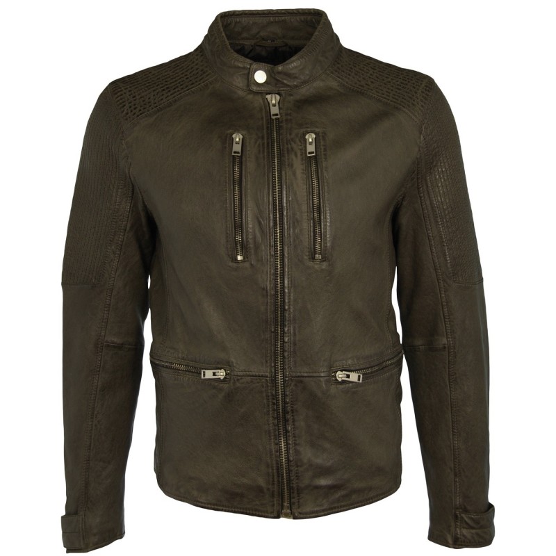 Geaca de Piele Naturala Barbati Gipsy Kaki inchis Kima SF LAPRAV – IMBRACAMINTE