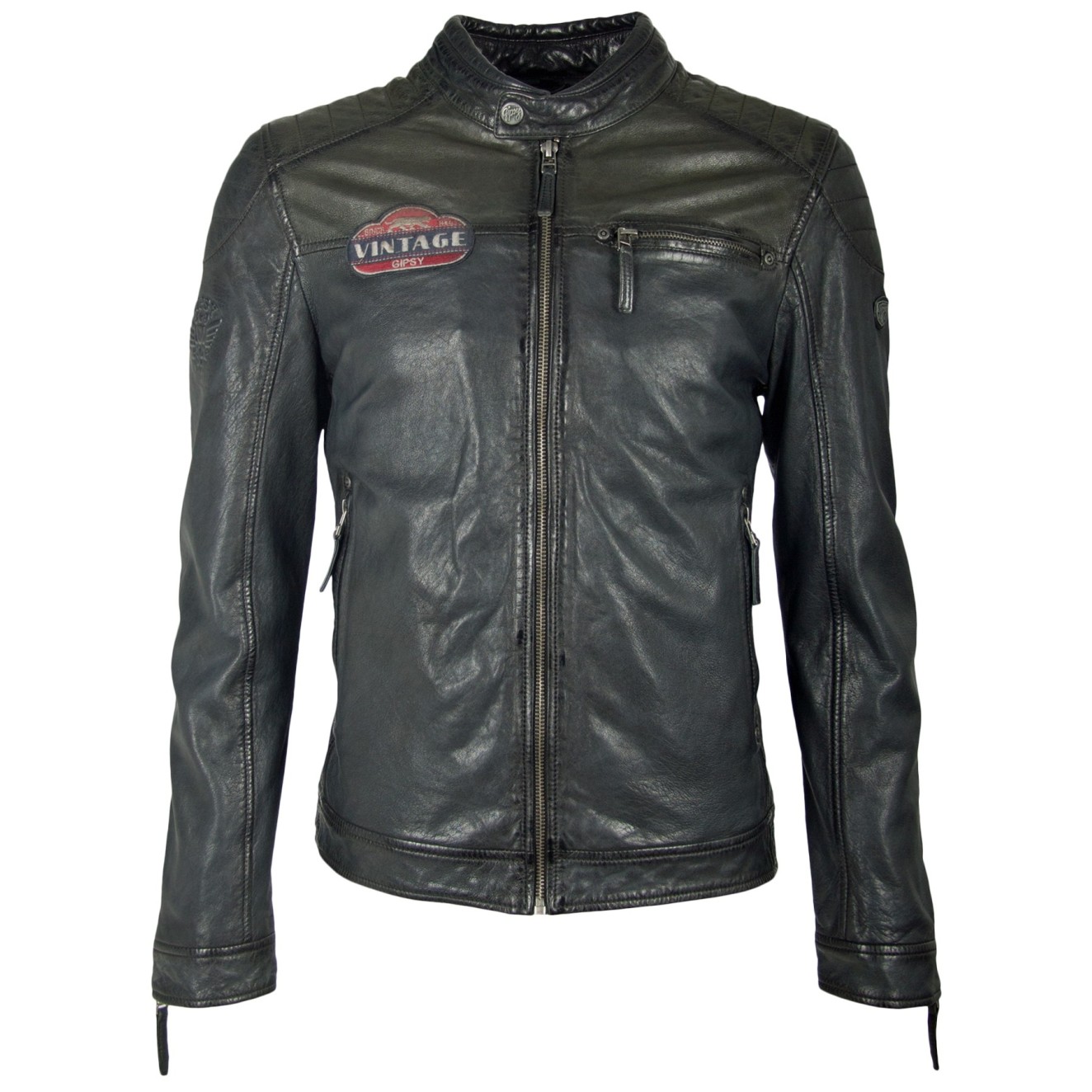 Geaca de Piele Naturala Barbati Gipsy Bleumarin Vintage Lando SF LASANV – IMBRACAMINTE