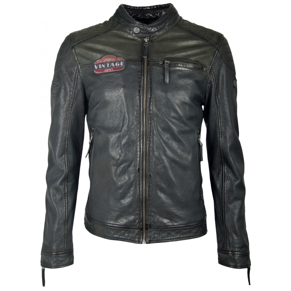 Męska kurtka skórzana Gipsy granatowa vintage Lando SF LASANV - readytowear