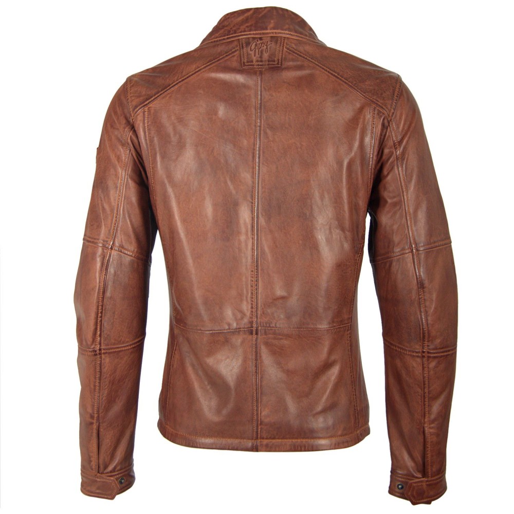 Geaca de Piele Barbati Gipsy Coniac Inchis Lanny NSLV Geaca de Piele Barbati Gipsy Coniac Inchis Lanny NSLV - readytowear.ro