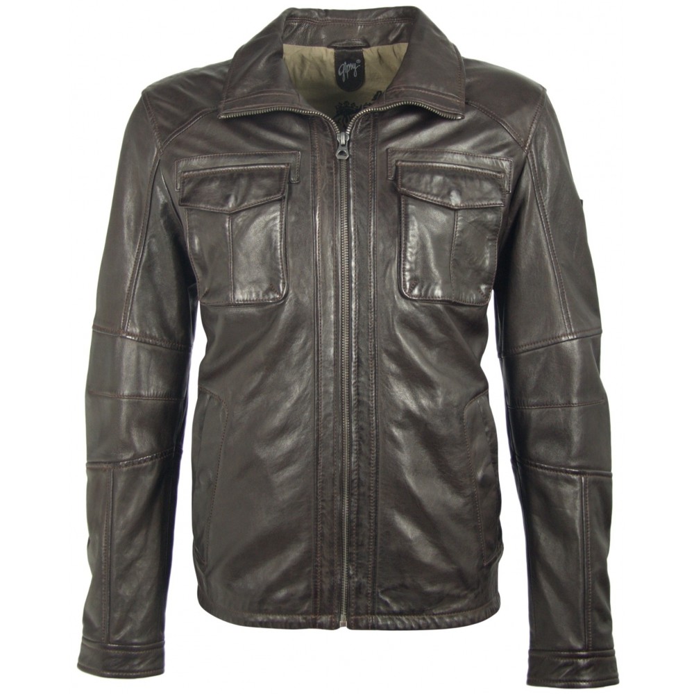 Geaca de Piele Barbati Gipsy Maro Inchis Lanny NSLV geci de piele - readytowear.ro