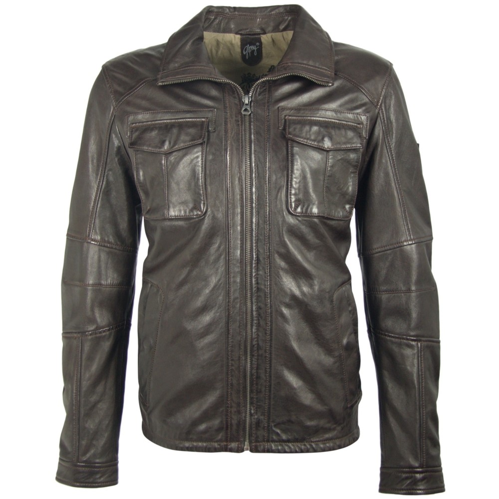 Geaca de Piele Barbati Gipsy Maro Inchis Lanny NSLV geci de piele - readytowear.ro