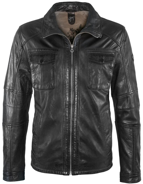 Geaca de Piele Naturala Barbati Gipsy Neagra Lanny NSLV – IMBRACAMINTE — fotografia 1