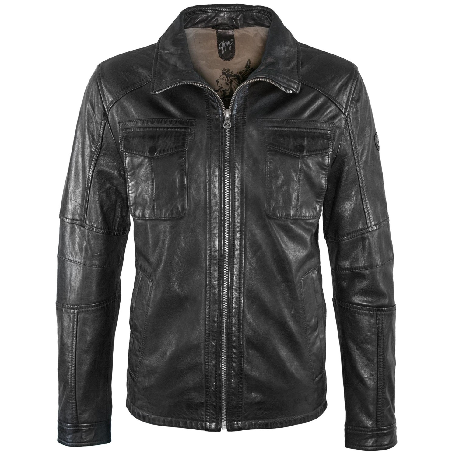 Geaca de Piele Naturala Barbati Gipsy Neagra Lanny NSLV – Black Friday