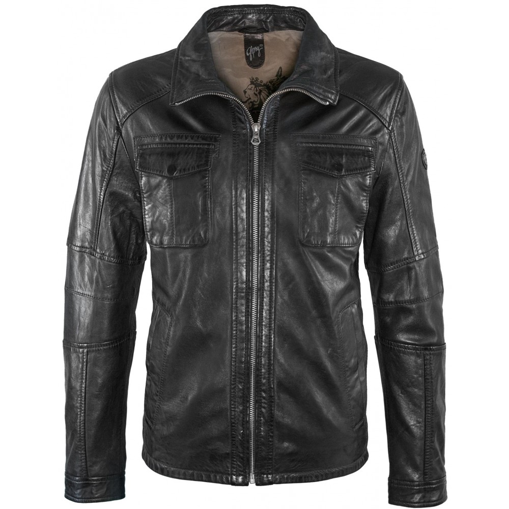 Geaca de Piele Naturala Barbati Gipsy Neagra Lanny NSLV Geaca de Piele Naturala Barbati Gipsy Neagra Lanny NSLV - readytowear