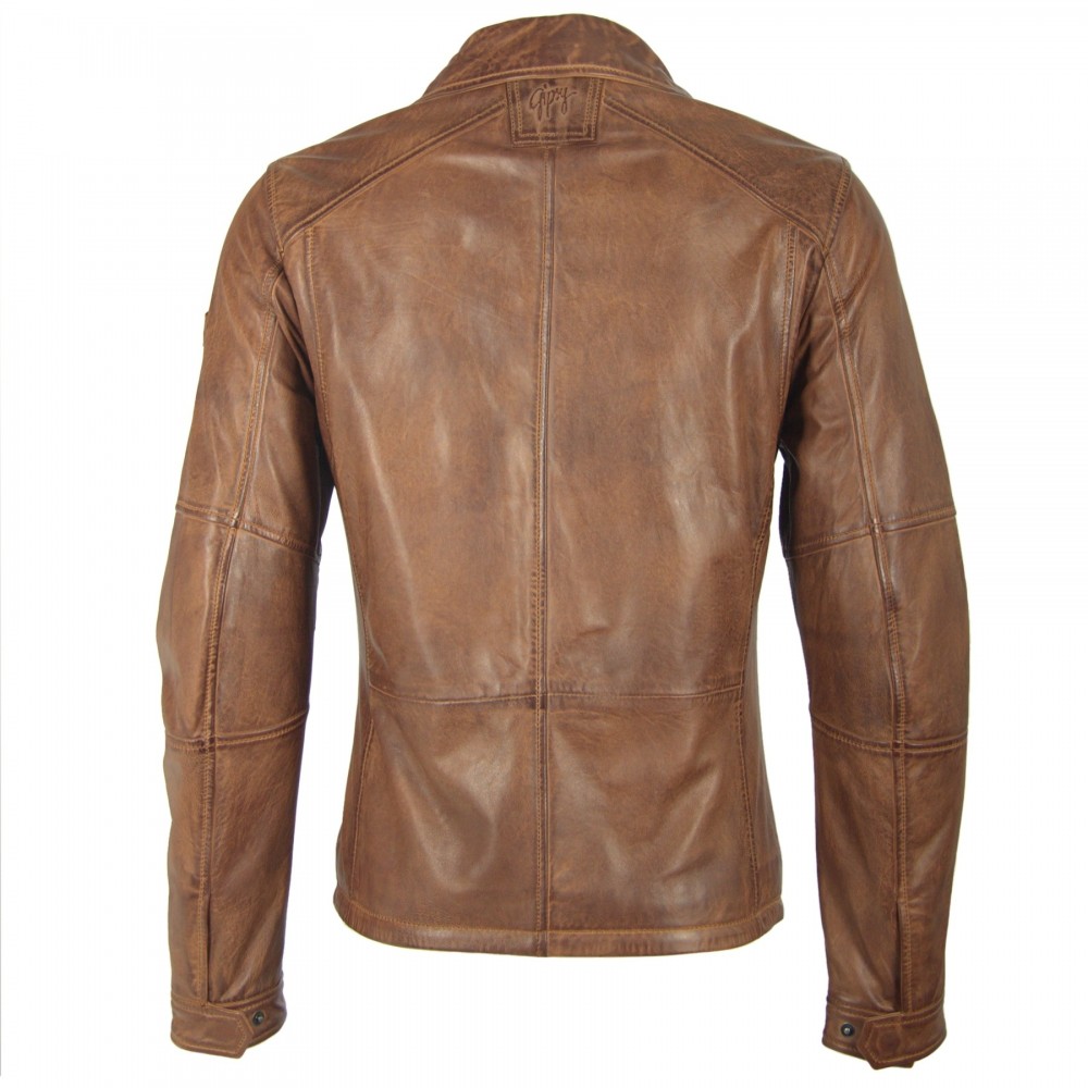 Geaca de Piele Barbati Gipsy Coniac Lanny NSLV geci de piele - readytowear.ro