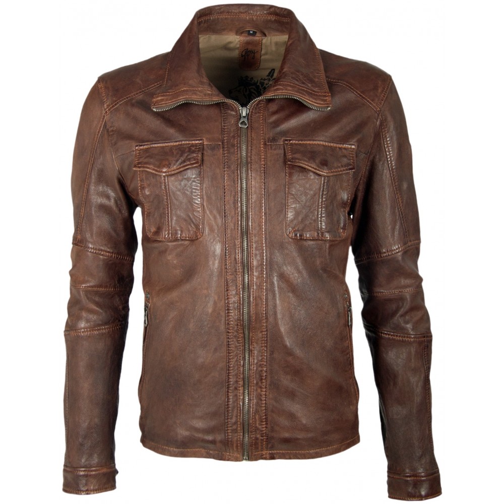 Geaca de Piele Naturala Barbati Gipsy Maro Inchis Lanny W19 NSLV Geaca de Piele Naturala Barbati Gipsy Maro Inchis Lanny W19 NSLV - readytowear.ro