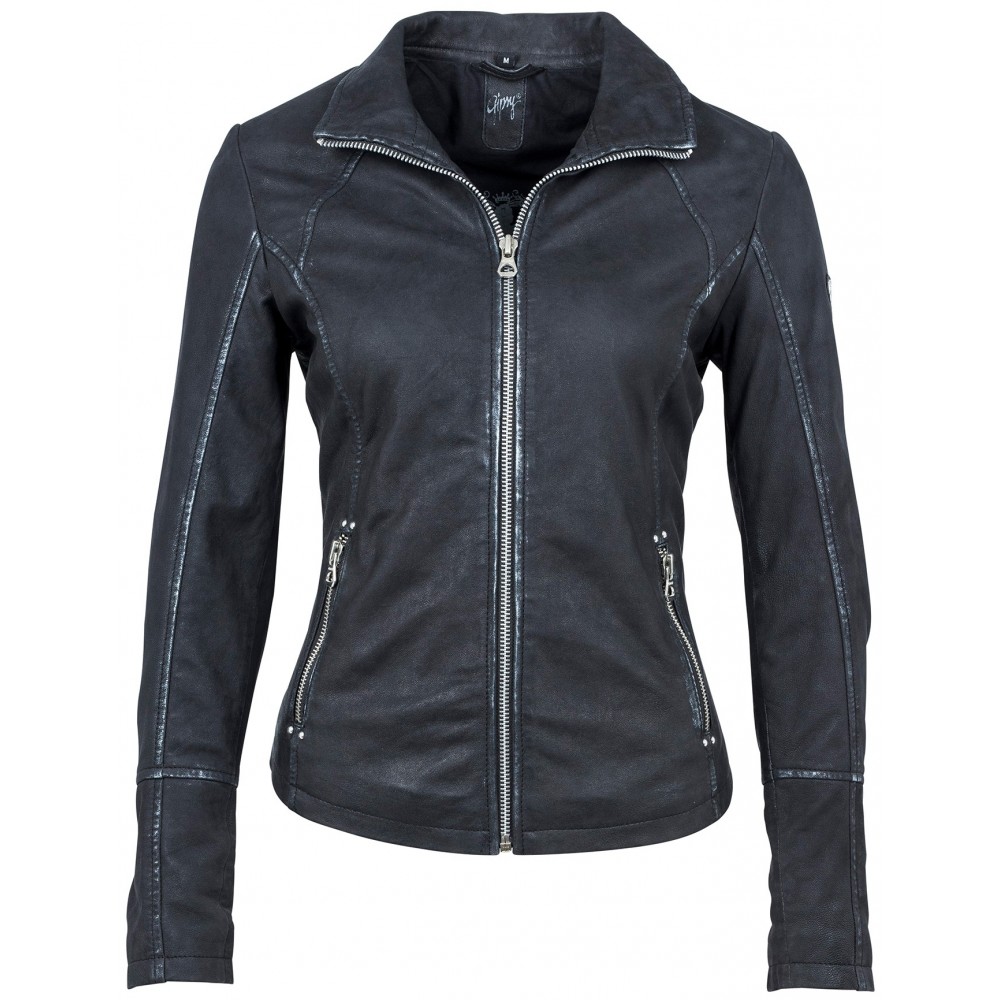Geaca de Piele Naturala Dama Gipsy Neagra Argintie Lara LCOUNTV Geaca de Piele Naturala Dama Gipsy Neagra Argintie Lara LCOUNTV - readytowear