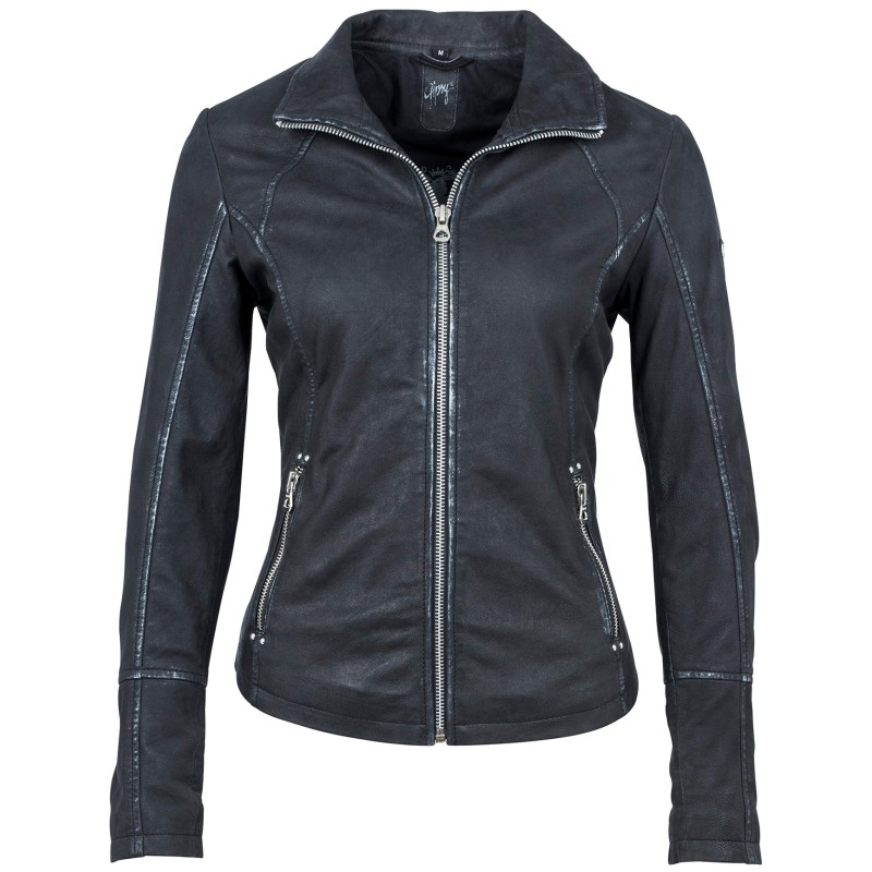 Geaca de Piele Naturala Dama Gipsy Neagra Argintie Lara LCOUNTV – IMBRACAMINTE