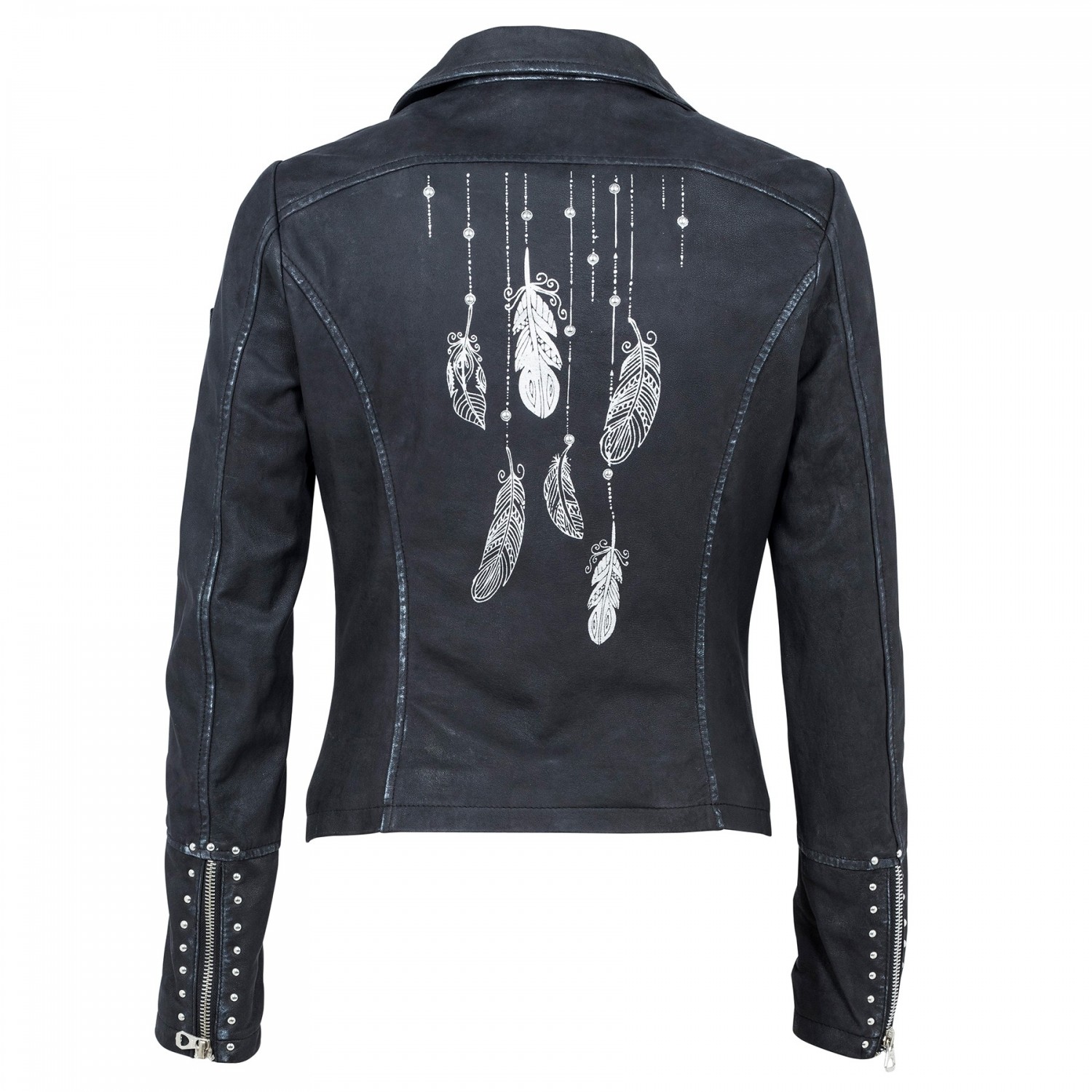 Geaca de Piele Naturala Dama Gipsy Neagra Argintie Lara LCOUNTV – IMBRACAMINTE