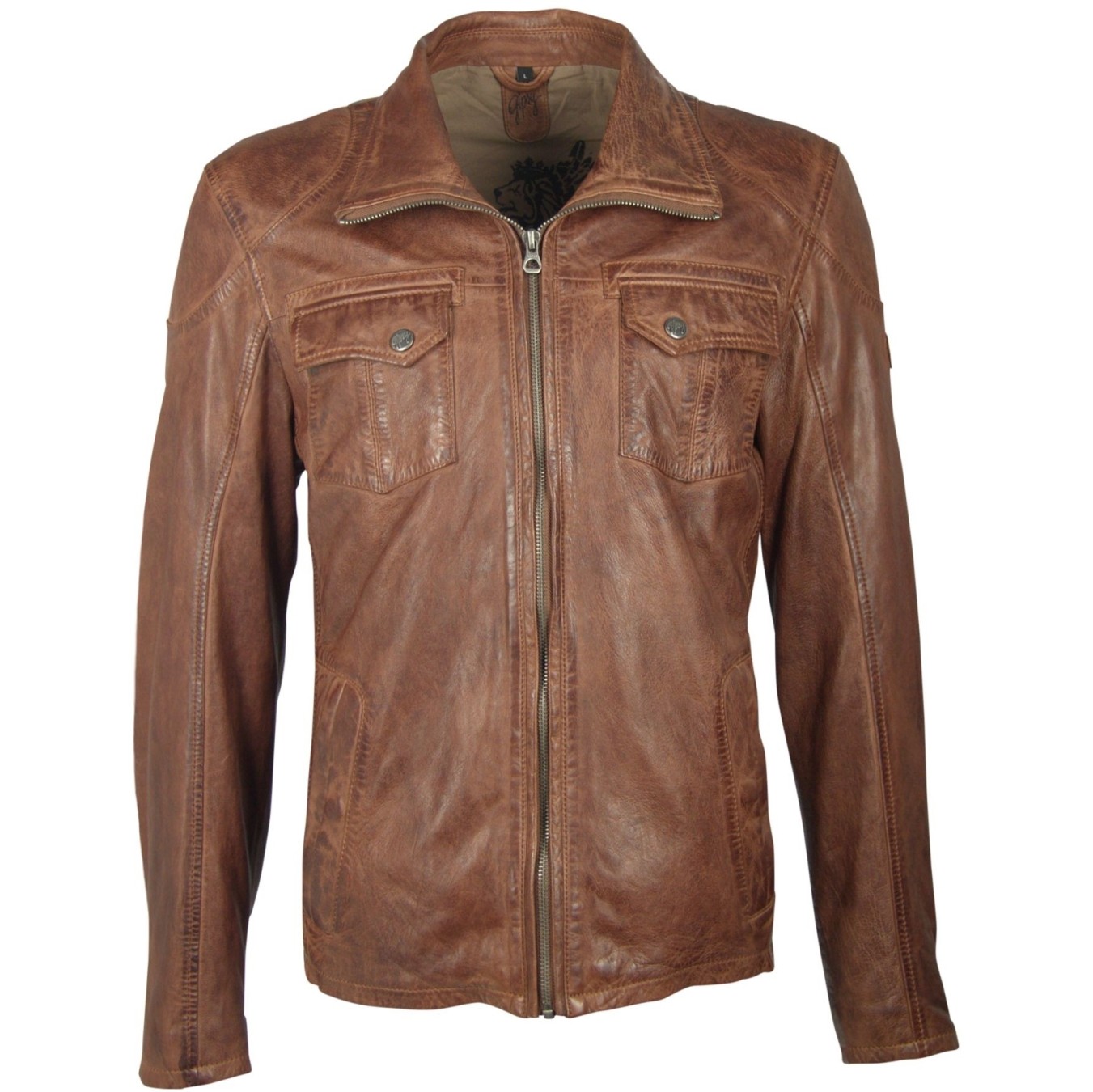 Geaca de Piele Naturala Barbati Gipsy Castanie Leon 2 NSLV – IMBRACAMINTE