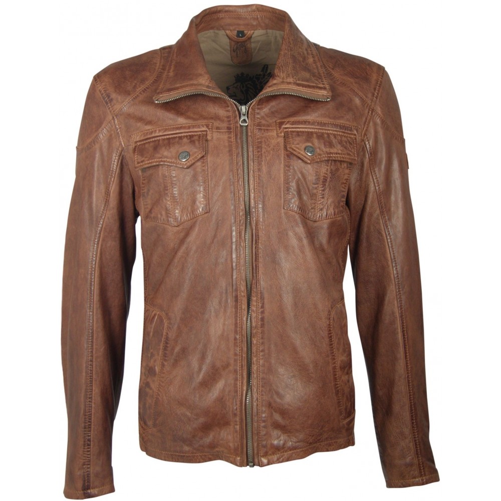 Geaca de Piele Naturala Barbati Gipsy Castanie Leon 2 NSLV Geaca de Piele Naturala Barbati Gipsy Castanie Leon 2 NSLV - readytowear