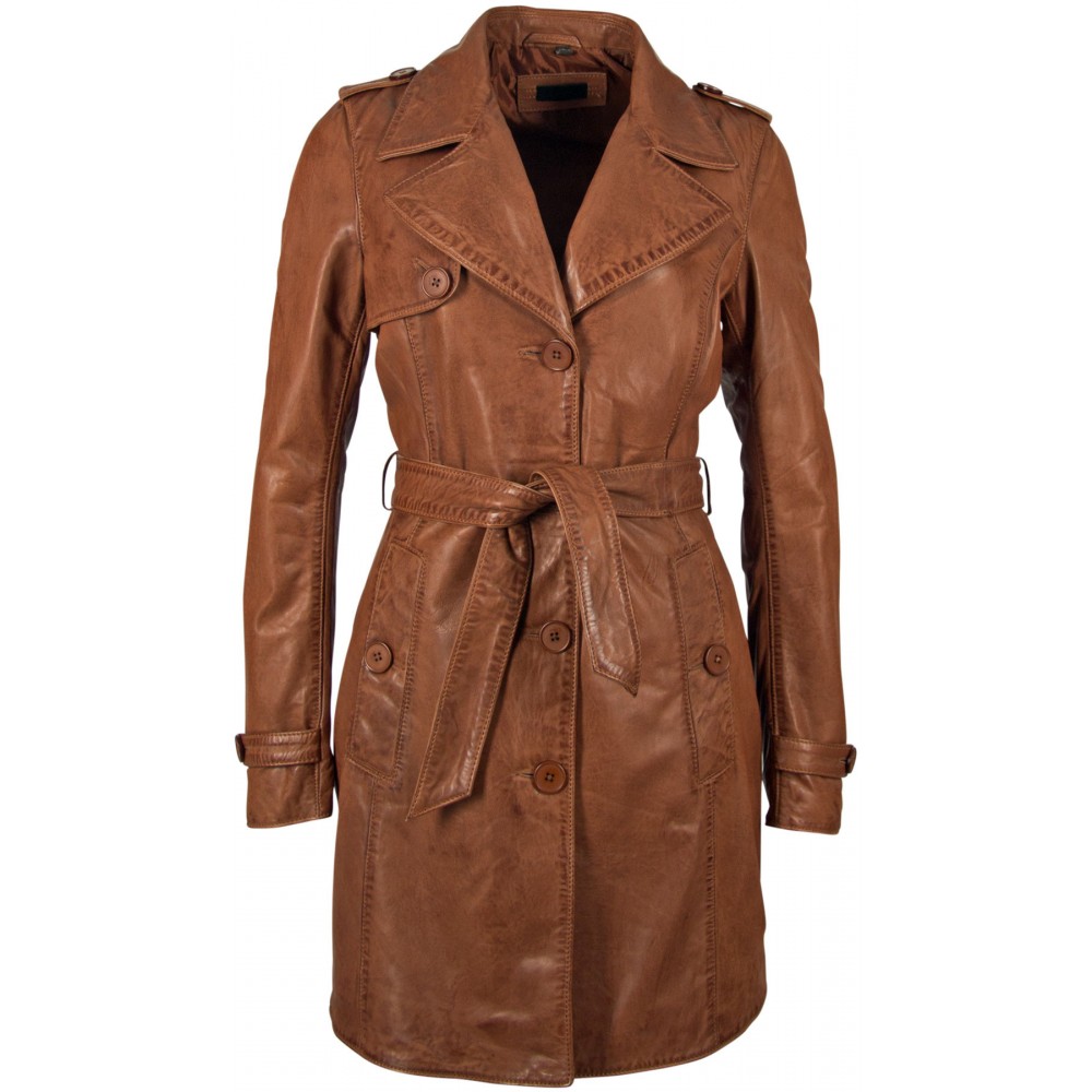 Geaca Lunga de Piele Naturala Dama Gipsy Coniac Life NSLONTV Geaca Lunga de Piele Naturala Dama Gipsy Coniac Life NSLONTV - readytowear