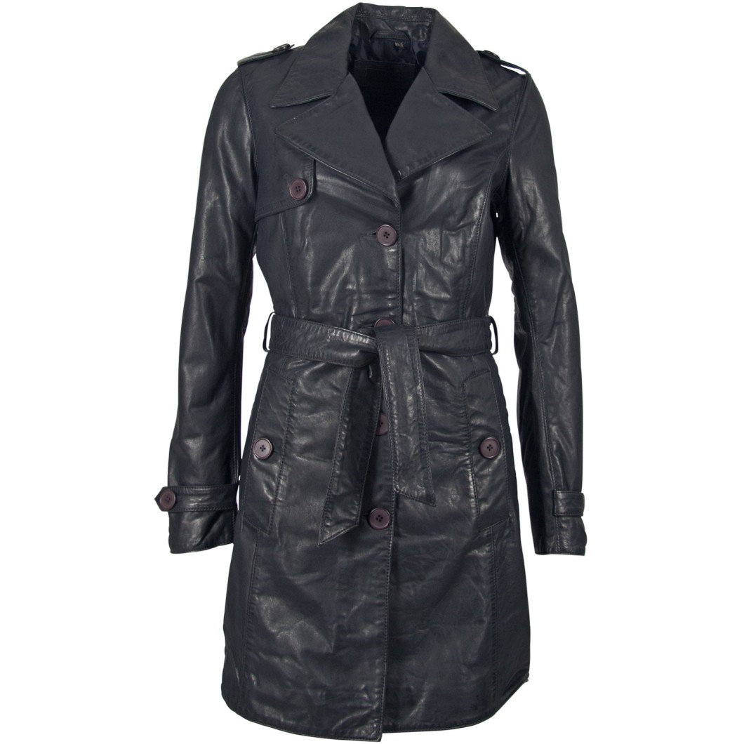 Geaca Lunga de Piele Naturala Dama Gipsy Bleumarin Life NSLONTV – IMBRACAMINTE