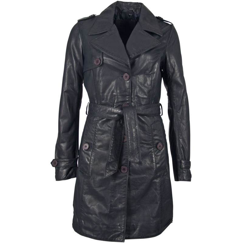 Geaca Lunga de Piele Naturala Dama Gipsy Bleumarin Life NSLONTV – IMBRACAMINTE