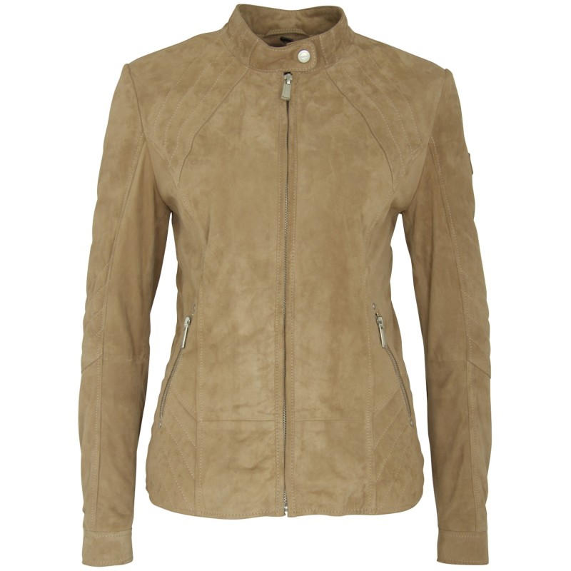 Geaca de Piele Naturala Dama Gipsy Bej Liset ZV – IMBRACAMINTE