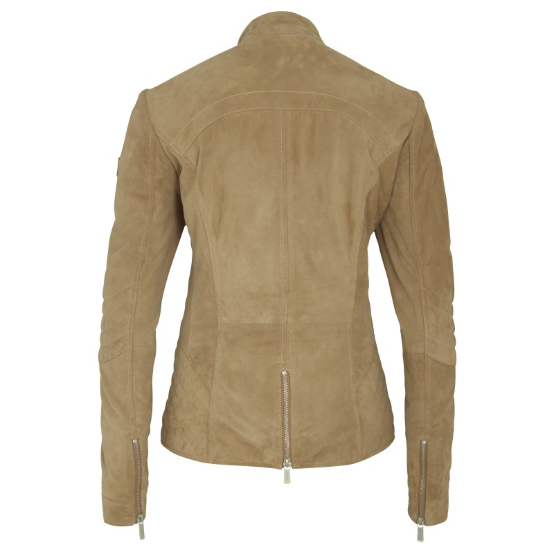 Geaca de Piele Naturala Dama Gipsy Bej Liset ZV – IMBRACAMINTE