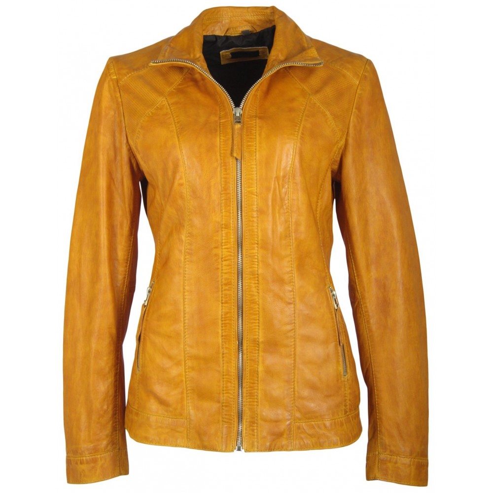Geaca de Piele Naturala Dama Gipsy Galbena Liz LAJUV Geaca de Piele Naturala Dama Gipsy Galbena Liz LAJUV - readytowear