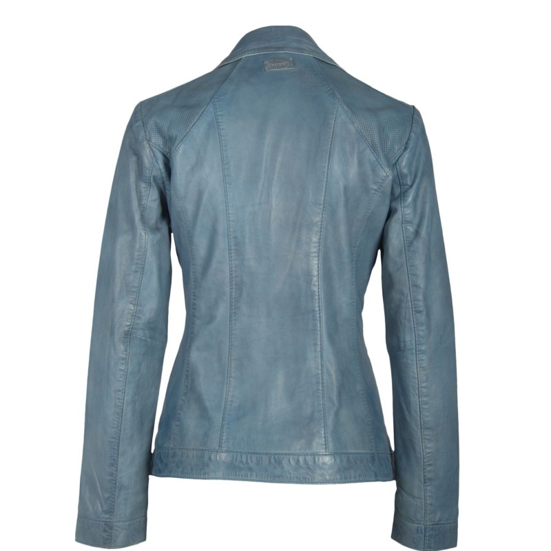 Geaca de Piele Naturala Dama Gipsy Albastru Deschis Liz LAJUV – IMBRACAMINTE