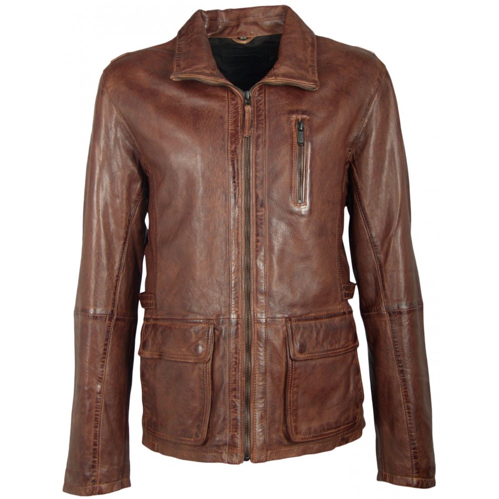 Geaca de Piele Naturala Barbati Gipsy Castanie Logan NSLV Geaca de Piele Naturala Barbati Gipsy Castanie Logan NSLV - readytowear