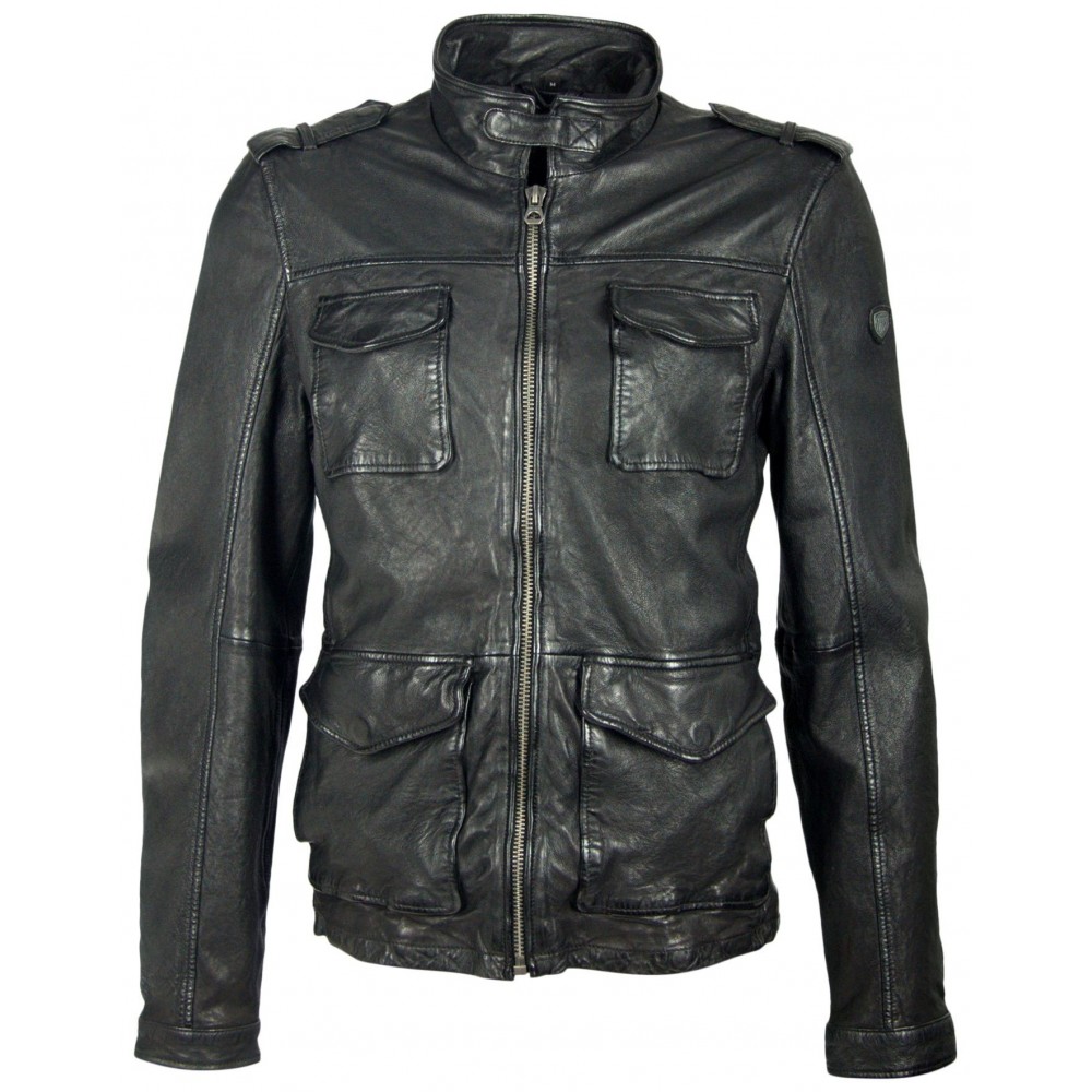 Geaca de Piele Naturala Barbati Gipsy Neagra Lon SF LANICV Geaca de Piele Naturala Barbati Gipsy Neagra Lon SF LANICV - readytowear.ro