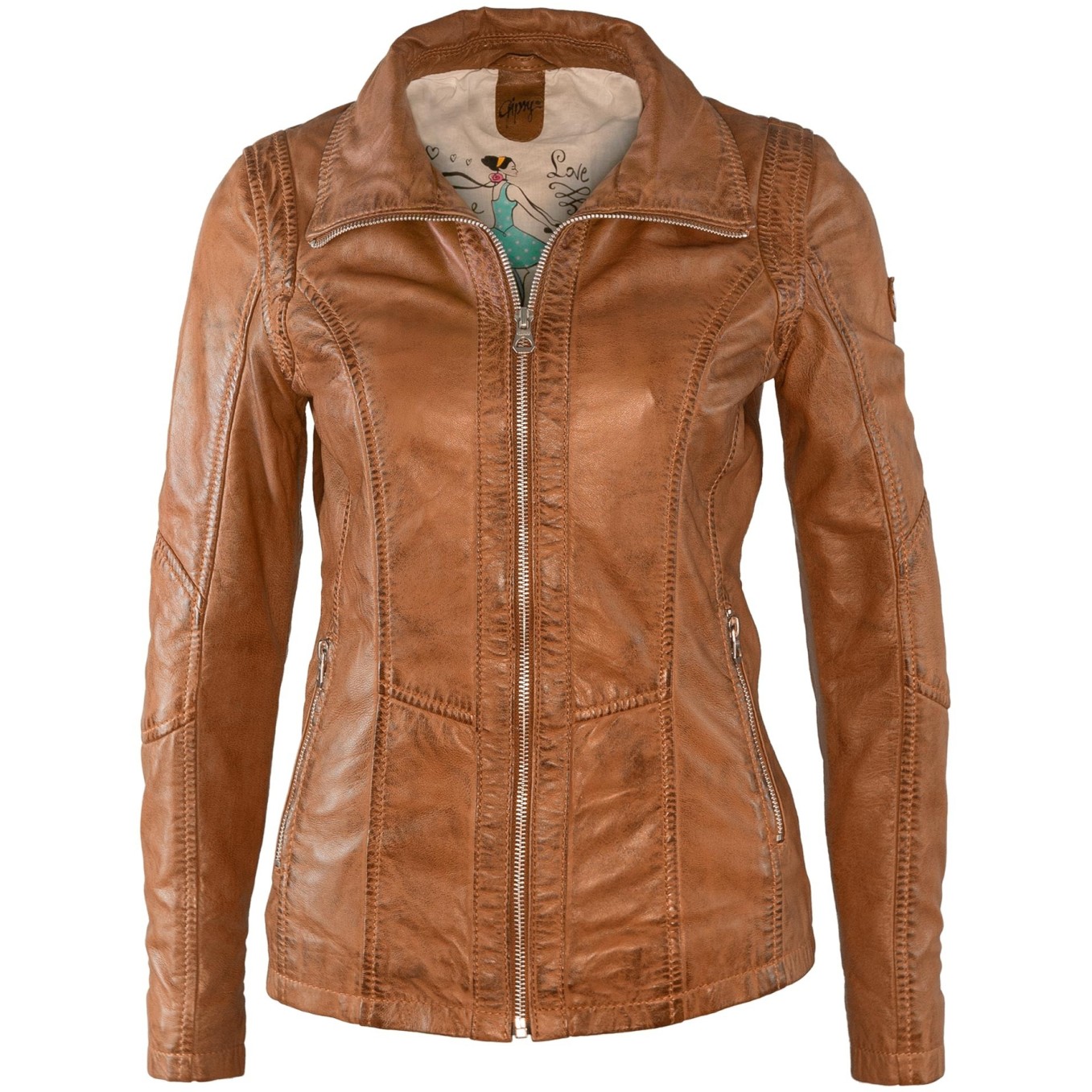 Geaca de Piele Naturala Dama Gipsy Coniac Lora LAMAS – IMBRACAMINTE