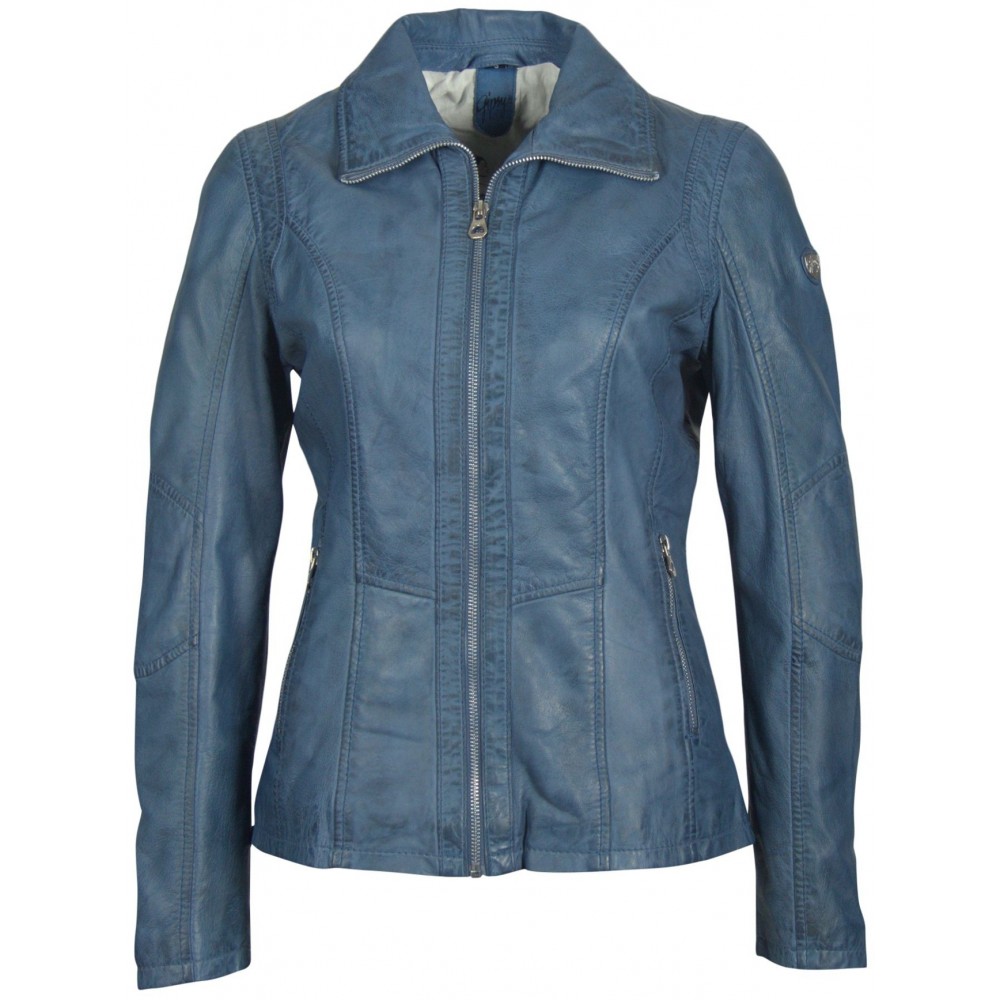 Geaca de Piele Naturala Dama Gipsy Albastra Lora LAMAS - readytowear