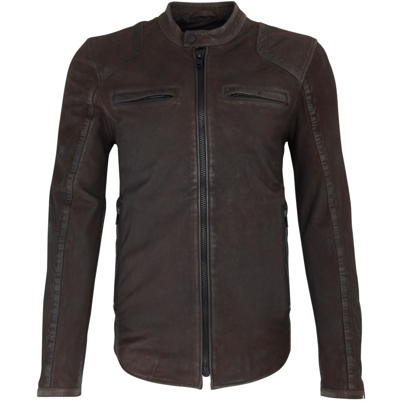 Geaca din Piele Naturala Intoarsa Barbati Gipsy Maro inchis Luca SF ZNUWV – IMBRACAMINTE