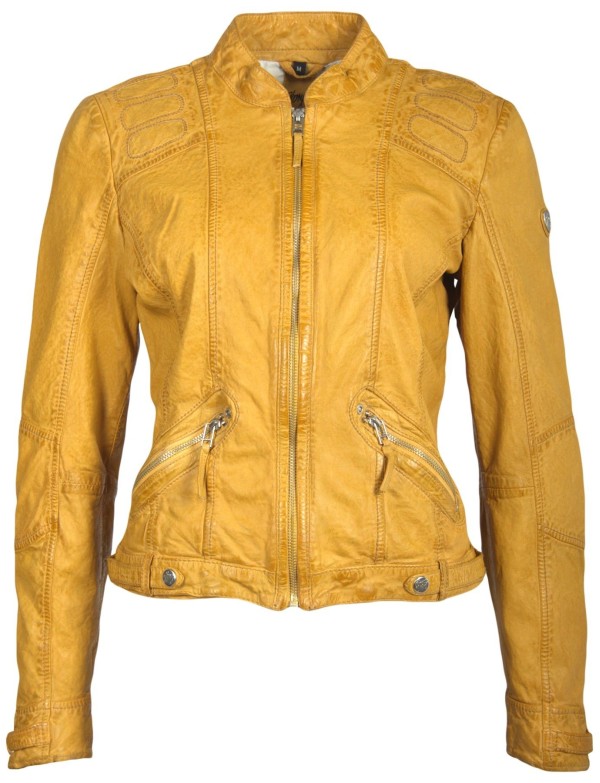 Geaca de Piele Naturala Dama Gipsy Galbena Macy S19 LADAV – IMBRACAMINTE — fotografia 1