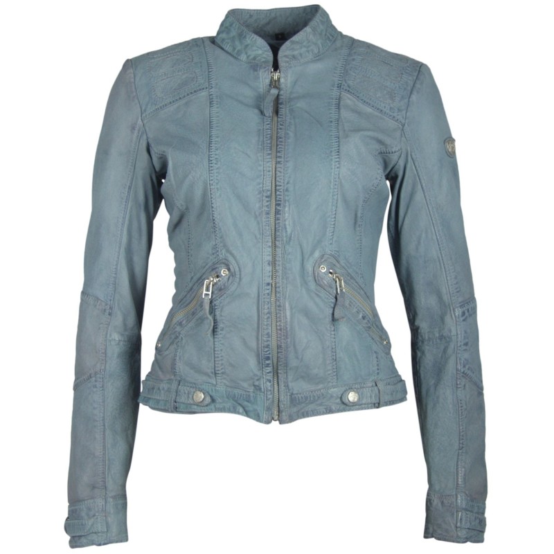 Geaca de Piele Naturala Dama Gipsy Albastru Deschis Macy S19 LADAV – IMBRACAMINTE