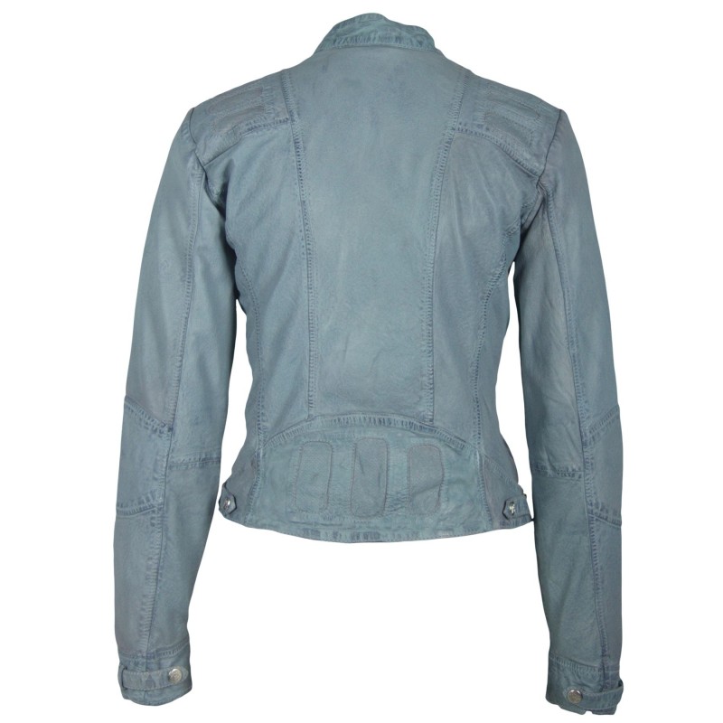 Geaca de Piele Naturala Dama Gipsy Albastru Deschis Macy S19 LADAV – IMBRACAMINTE