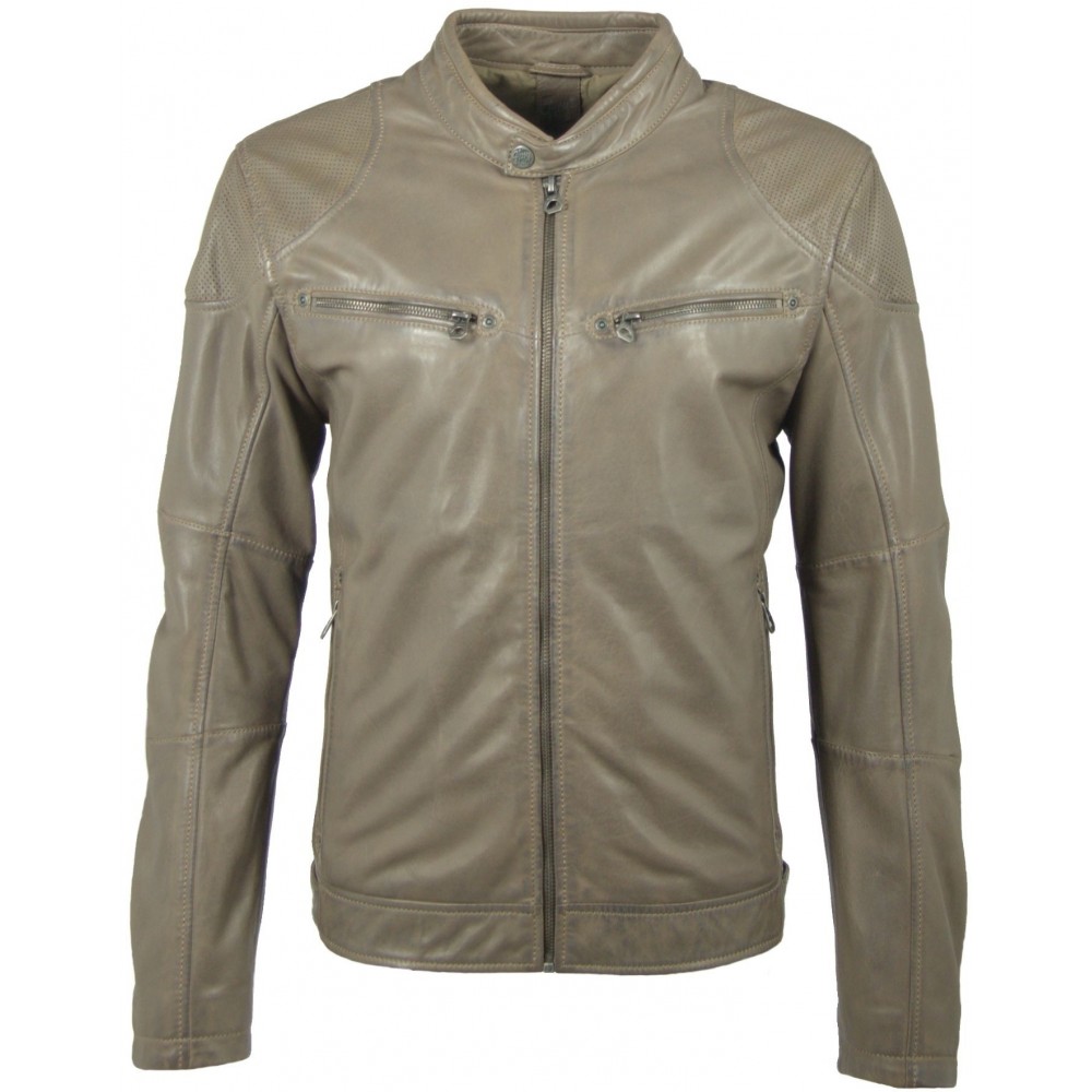 Geaca de Piele Naturala Barbati Gipsy Gri Malik LATREV Geaca de Piele Naturala Barbati Gipsy Gri Malik LATREV - readytowear