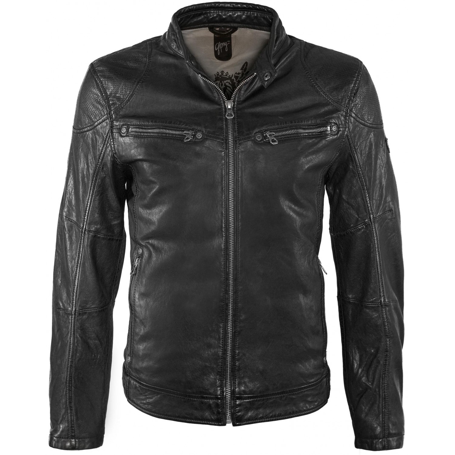 Geaca de Piele Naturala Barbati Gipsy Neagra Malik LATREV – IMBRACAMINTE