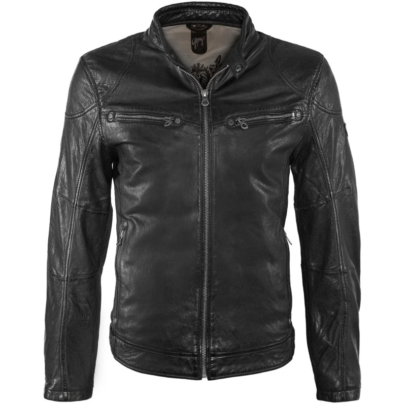 Geaca de Piele Naturala Barbati Gipsy Neagra Malik LATREV – IMBRACAMINTE