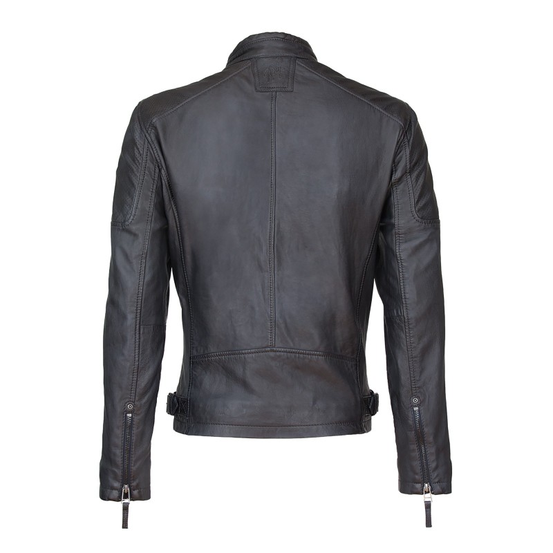 Geaca de Piele Naturala Barbati Gipsy Negru Bleumarin Marc LAKEV – Black Friday