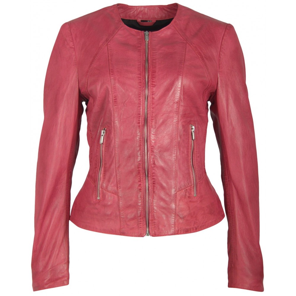 Geaca de Piele Naturala Dama Gipsy Roz Inchis Mari LVV Geaca de Piele Naturala Dama Gipsy Roz Inchis Mari LVV - readytowear