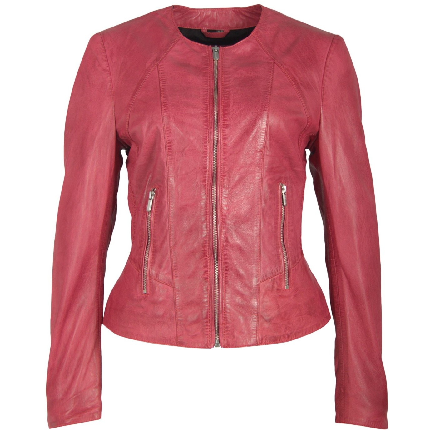 Geaca de Piele Naturala Dama Gipsy Roz Inchis Mari LVV – IMBRACAMINTE