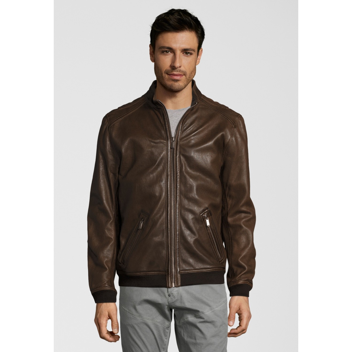 Geaca de Piele Naturala Barbati Gipsy Coniac Inchis Maron S19 LGARYV – IMBRACAMINTE