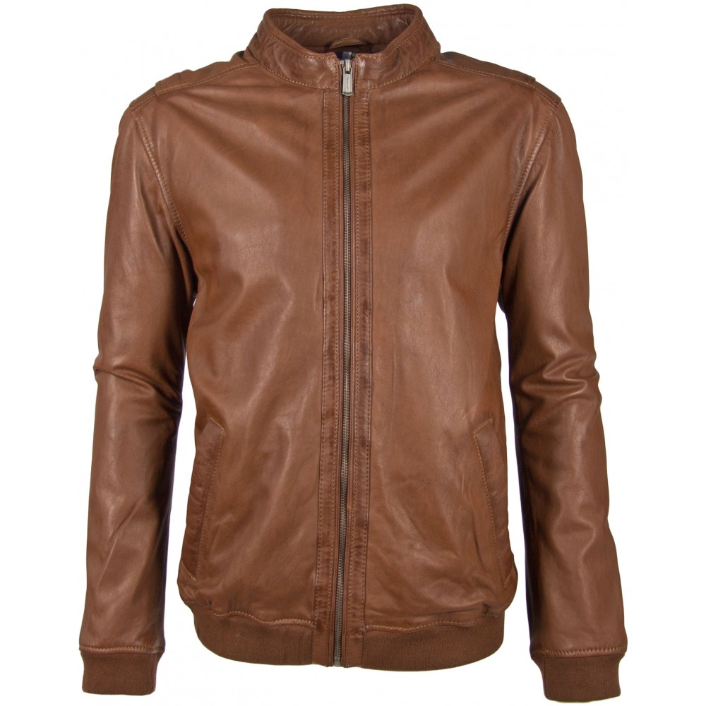 Geaca de Piele Naturala Barbati Gipsy Coniac Maron S20 LGARYV - readytowear