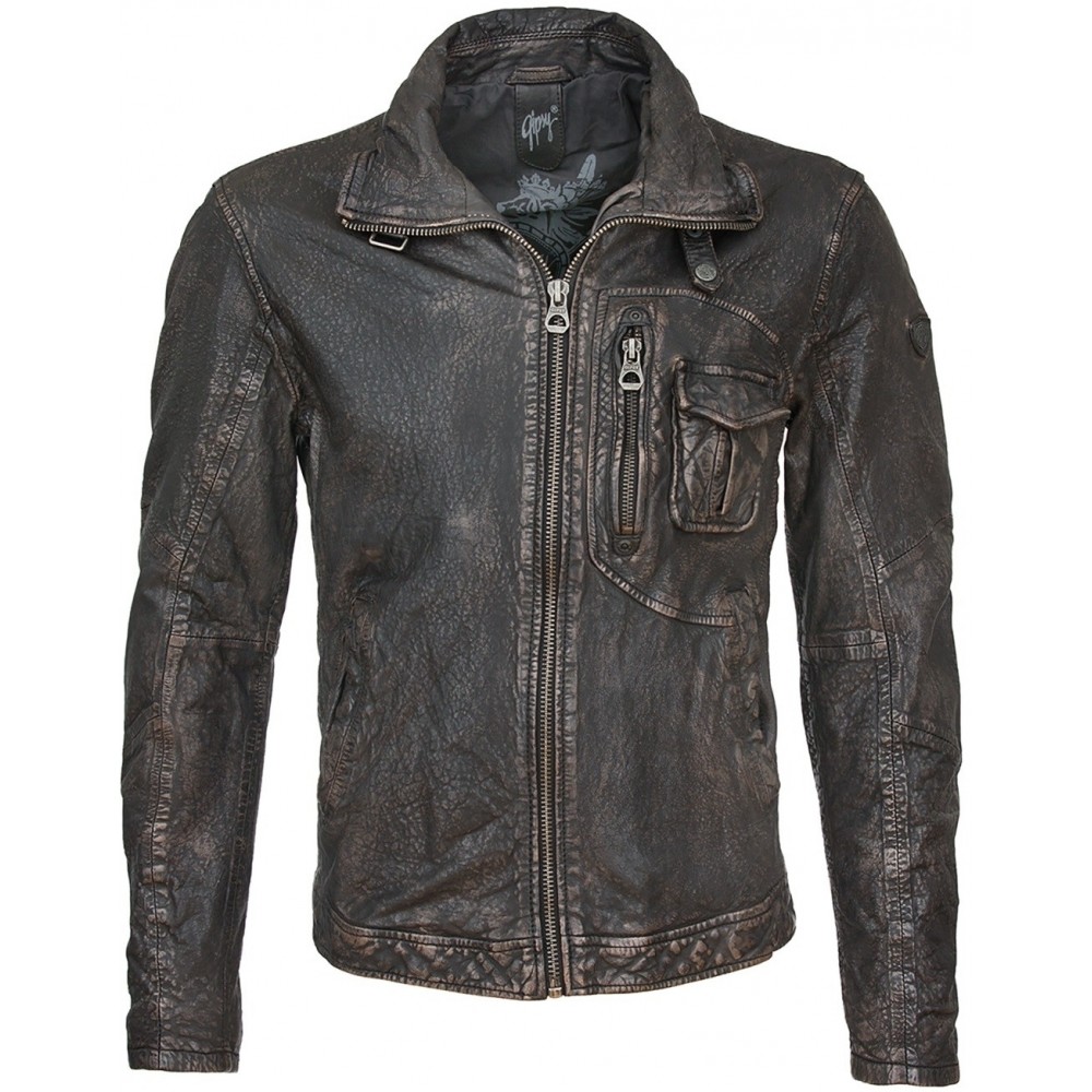 Geaca de Piele Naturala Barbati Gipsy Negru Vintage Mason SF LARETV Geaca de Piele Naturala Barbati Gipsy Negru Vintage Mason SF LARETV - readytowear