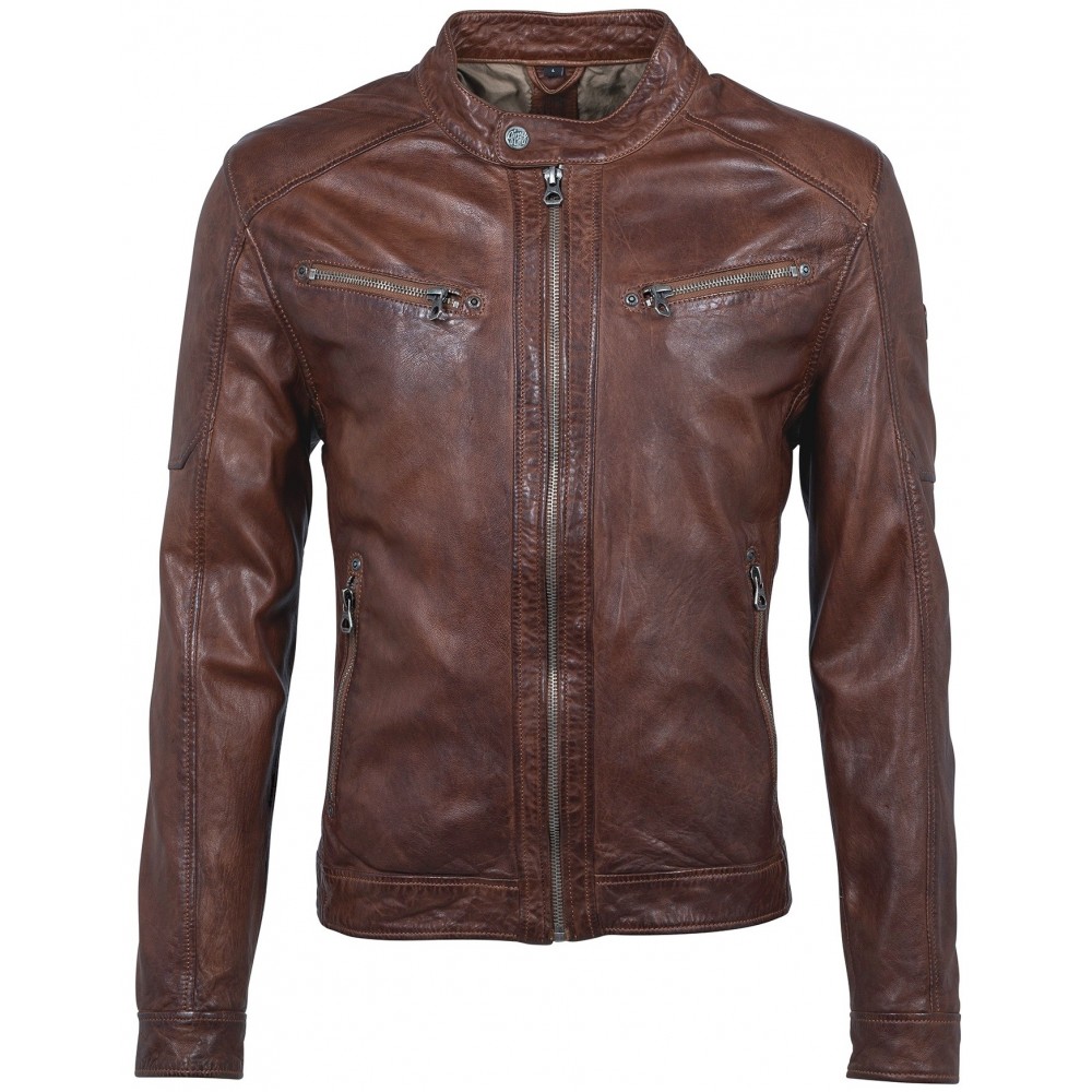 Geaca de Piele Naturala Barbati Gipsy Coniac Max NSLV Geaca de Piele Naturala Barbati Gipsy Coniac Max NSLV - readytowear