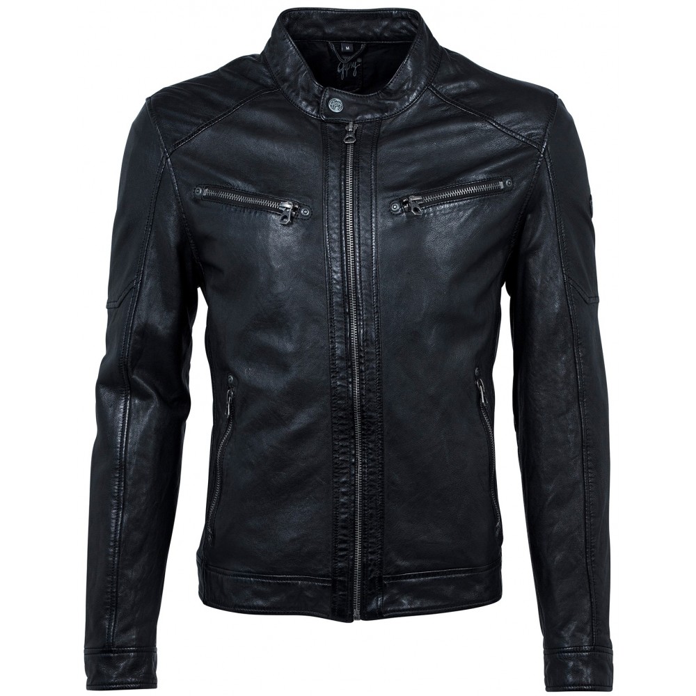 Geaca de Piele Naturala Barbati Gipsy Neagra Max NSLV Geaca de Piele Naturala Barbati Gipsy Neagra Max NSLV - readytowear.ro