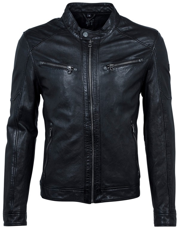 Geaca de Piele Naturala Barbati Gipsy Neagra Max NSLV – Black Friday — fotografia 1