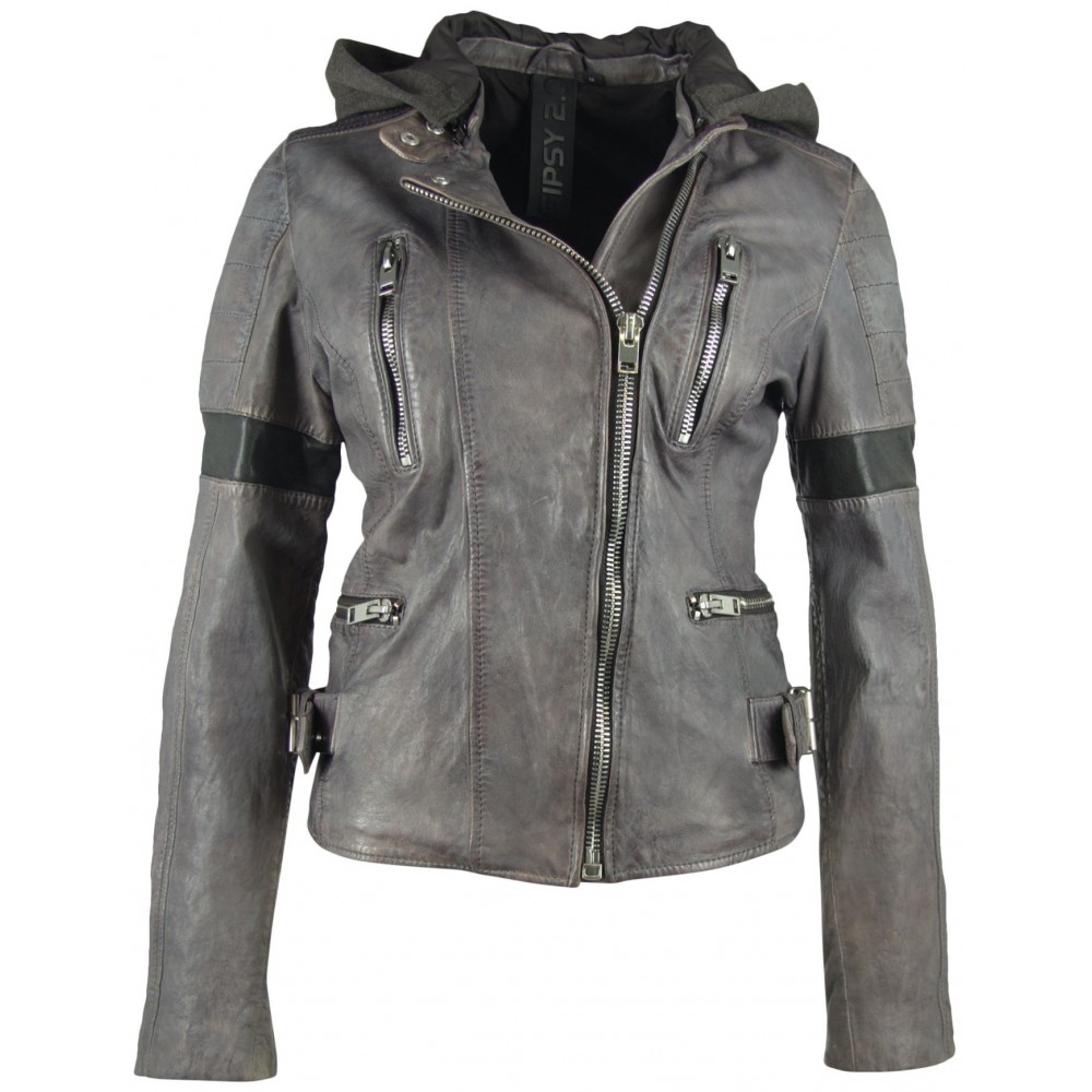 Geaca de Piele Naturala Dama Gipsy Gri Inchis Megyn SF LASOV Geaca de Piele Naturala Dama Gipsy Gri Inchis Megyn SF LASOV - readytowear