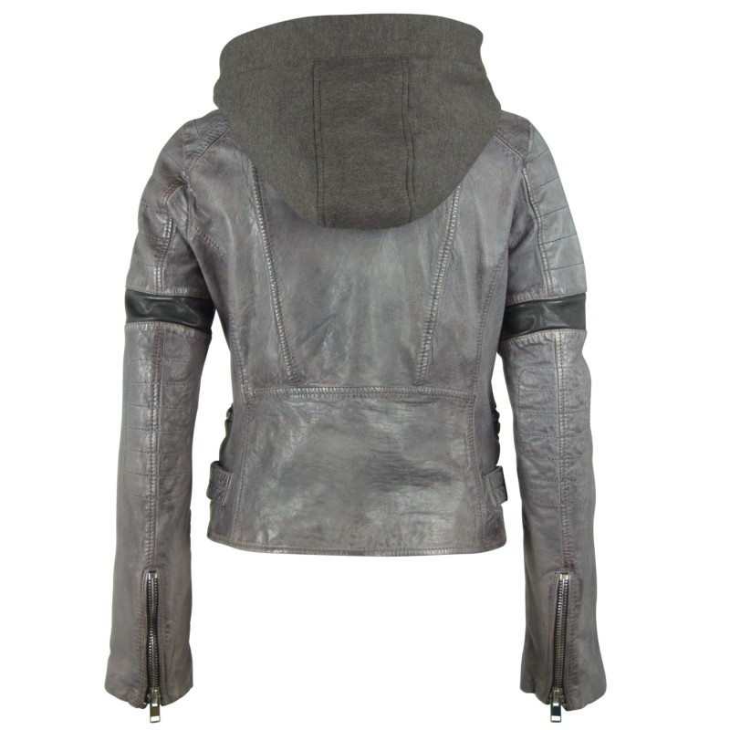 Geaca de Piele Naturala Dama Gipsy Gri Inchis Megyn SF LASOV – IMBRACAMINTE